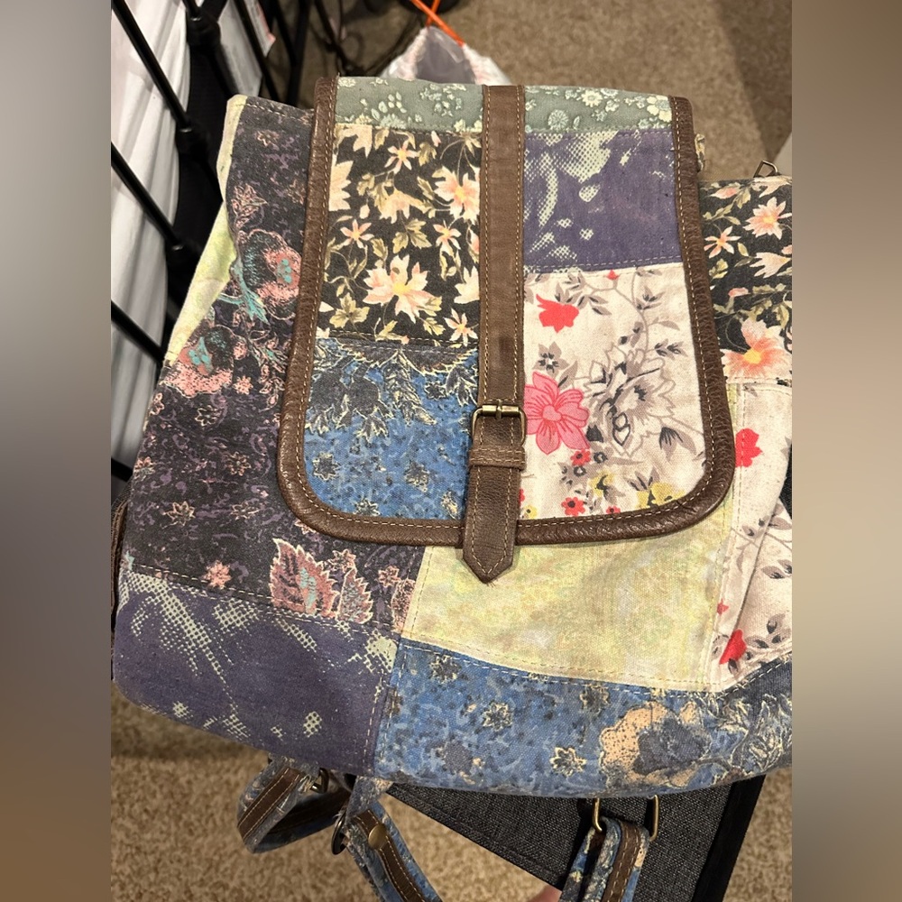 Myra Bag Blue and Brown Backpack with Sturdy Design